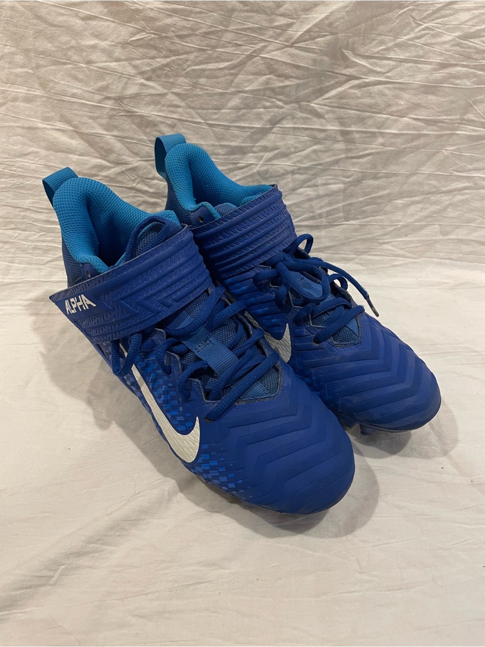 Nike Alpha Menace Pro Football Cleats Blue White Kids 6.5
